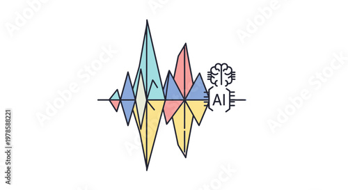 Colorful sound wave with brain logo.