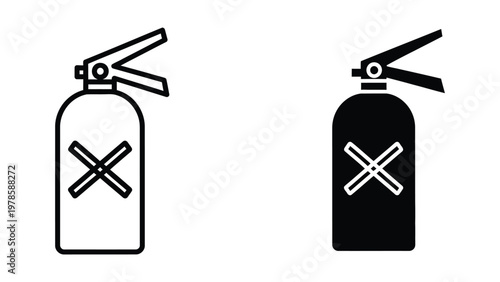 Comparison of fire extinguisher symbols with different background colors and markings