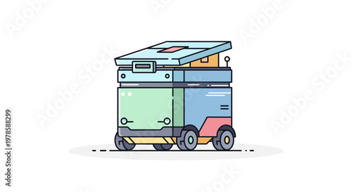 Colorful Cartoon Food Truck Vehicle.