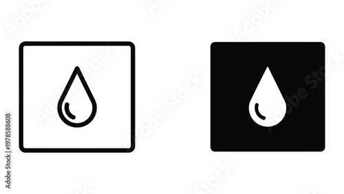 Contrast of water droplet icons on different background colors and styles