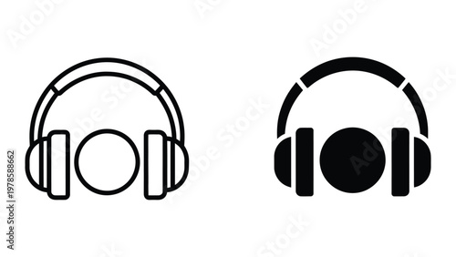 Comparison of over-ear and on-ear headphone designs in black and white icons