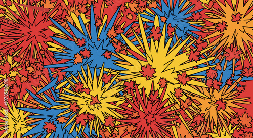 Colorful explosion of abstract shapes.