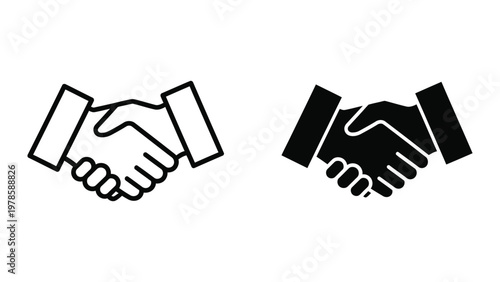 Foto Two contrasting styles of handshake icons depicted in black and white