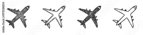 Sketch airplane icon design set