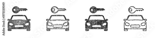 Sketch car rental icon design set
