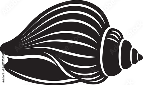 Seashell Black Silhouette Vector Marine Shell Icon