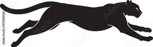 Running Puma Black Silhouette Vector Wild Cat Icon