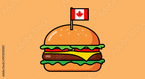 Canadian burger with flag on top.