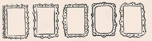 Schilderij op canvas Drawn whimsical lace frames and doilies decorations