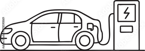 Electric vehicle charging at a station outlining a sustainable future