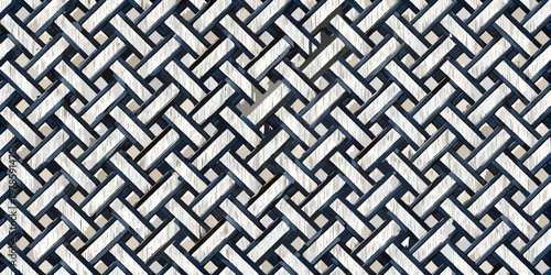 Intricate woven pattern of light and dark wooden slats