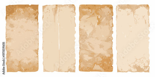 Four aged paper textures arranged vertically against a white background