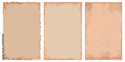 Three rectangular panels with a textured aged paper appearance