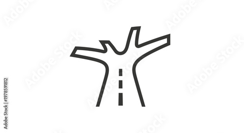 Road Fork Intersection Divided Highway.