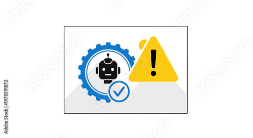 Robot Warning Sign Icon Set.