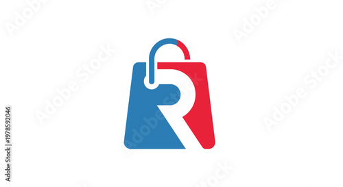 Shopping bag with letter R logo.