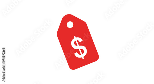 Red Tag with Dollar Sign Symbol.