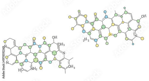 Molecular structure of organic compounds.