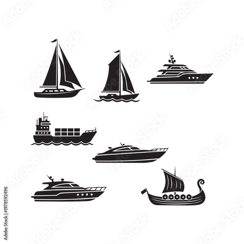 Nautical Vessels and Boats Icons vector illustration