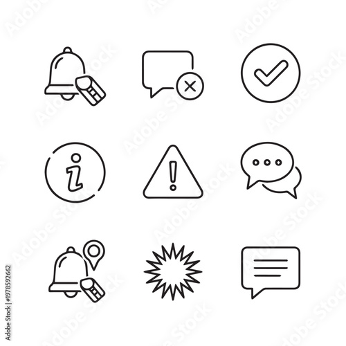 Notification and Communication Icons Set bell message
