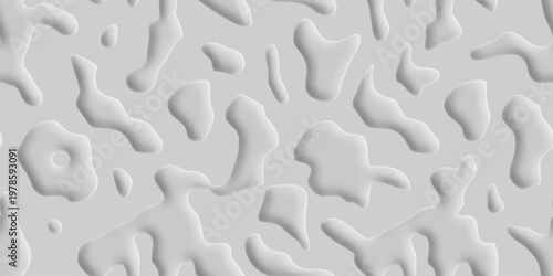 Seamless pattern, chaotic embossed spots 3D stylization, gray background, vector design
