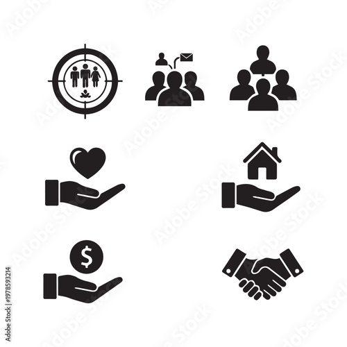 Set of six business and finance icons people