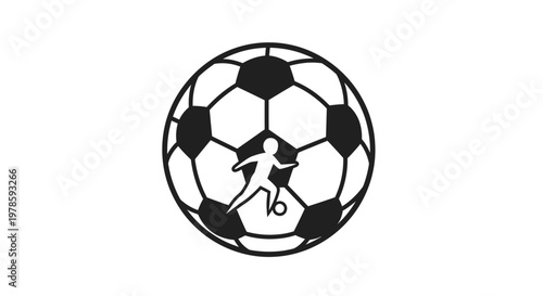 Soccer ball with player silhouette inside.