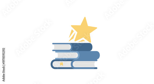 Stack of books with a star.