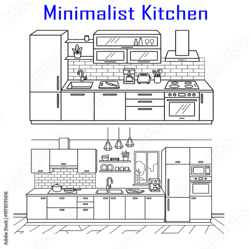 Modern Minimalist Kitchen Interior SVG Clean Design Vector Pack