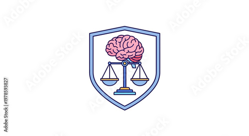Brain with scales of justice symbol.