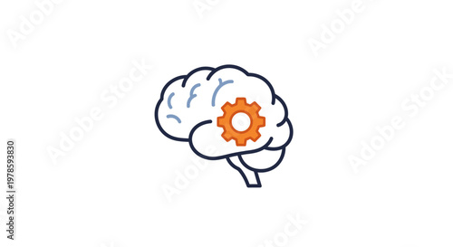 Brain with gear inside head.