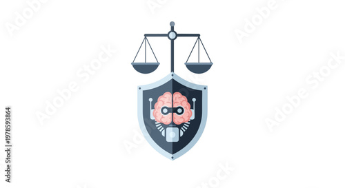 Brain with scales on shield symbol.