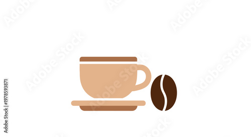 Brown Coffee Cup and Coffee Bean.