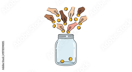 Coins Spilling Out of Jar.