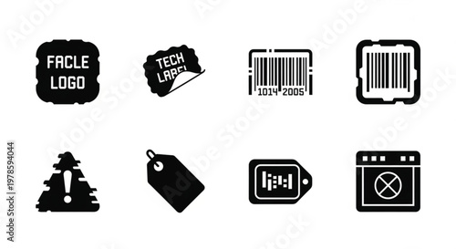  Futuristic cyberpunk vector pack with brutalist graphics, abstract symbols, and monochrome sticker elements..eps