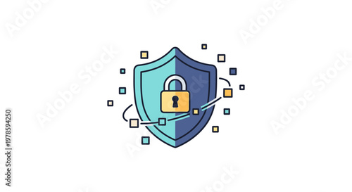Digital Security Lock Icon Protection.