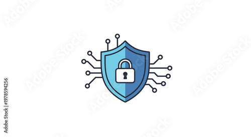 Digital Security Shield with Lock Icon.