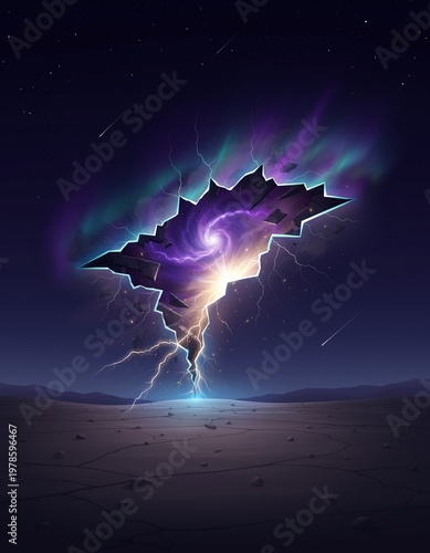 Electric stormy weather with lightning bolt.