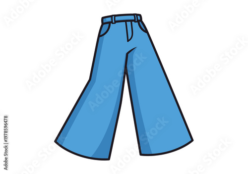 Blue Wide Leg Fashion Pants.