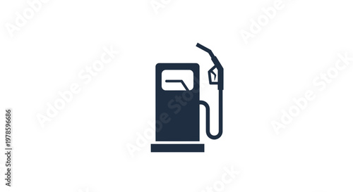 Gas Station Icon - Fuel Pump and Nozzle Symbol Isolated on White Background