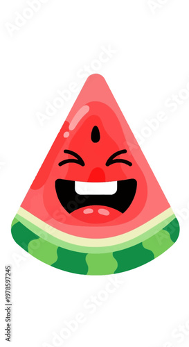 Cartoon Watermelon Slice Character.