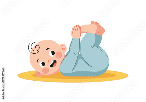 Cute Baby Lying Down Playful.