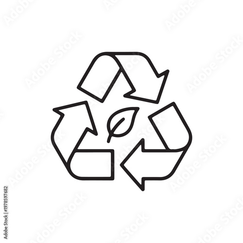 recycle symbol, recycling, recycle icon, eco friendly, sustainability, green living, circular economy, line icon, outline icon, leaf, waste management, reuse, reduce, zero waste, environment, environm
