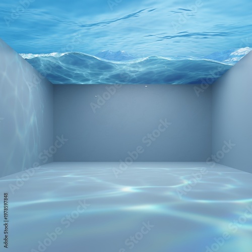 Underwater scene with blue water.