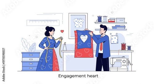 Couple Creating Heart Design in Workshop - Love, Engagement, Crafting