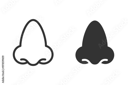 シンプルな人の鼻のイラストアイコン,線画・シルエット２種 