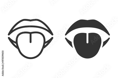 シンプルな人の舌のイラストアイコン,線画・シルエット