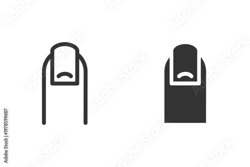 シンプルな人の指・爪のイラストアイコン,線画・シルエット