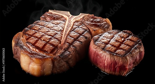 Delicious Grilled Steak - A Culinary Masterpiece on Black Background.