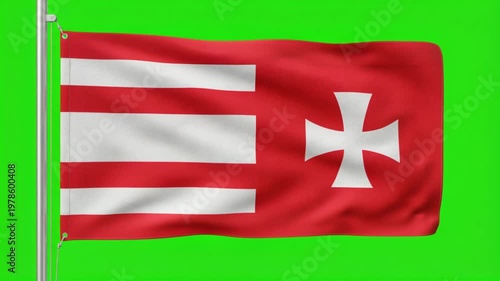 Waving Wallis and Futuna National Flag on Green Screen Background